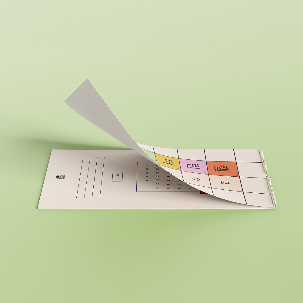 Vue intérieur latérale du Calendrier 2025 The Grid de la marque Bureau 127